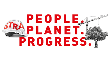 White graphic with red lettering 