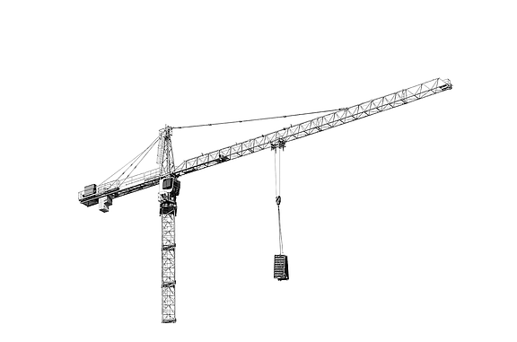 Image of a construction site crane in black and white